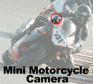 Mini bullet camera on motorcycle